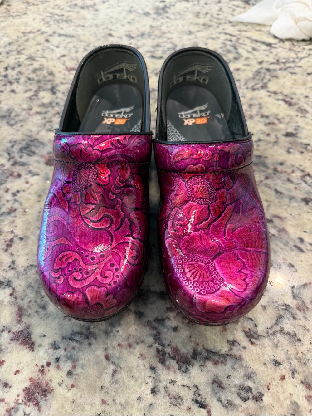 Dansko Pink Floral-Embossed Women’s Clogs